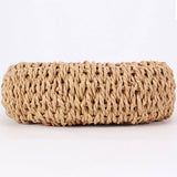 SEMI CIRCULAR HANDMADE PAPER ROPE STRAW BAG_CWAB4701