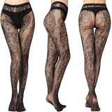 LACE PATTERNED FISHNET STOCKINGS THIGH PANTYHOSE_CWMS0228