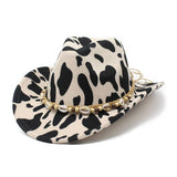 COLORBLOCK COW PATTERN WOOL WIDE BRIM JAZZ HAT_CWAH2550