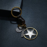ALLOY FIVE POINTED STAR GENUINE LEATHER KEYCHAIN_CWMM4783