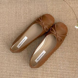 Vintage Bow Slip-On Round Toe Flat Shoes