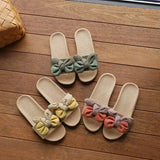 KOREAN STYLE LINEN BOW SLIPPERS FOR SUMMER_CWSHF0179