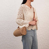 HIGH END FASHIONABLE PAPER ROPE WOVEN BAG_CWAB4710