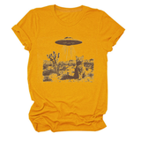 CAT AND SPACESHIP GRAPHIC TEE FOR WOMEN_CWTTS1514