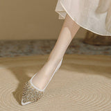 Women Fashion Diamond Mesh Crystal Flat Shoes