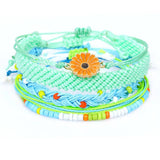 SUNFLOWER DAISY MIXED COLOR WOVEN BRACELET_CWAJE0717