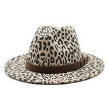 LEOPARD PRINT HAT JAZZ HAT WOOLEN HAT WIDE BRIM HAT_CWAH2582