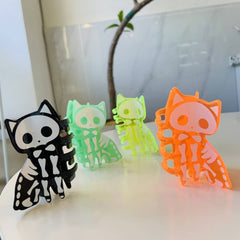 GLOW SKULL PUMPKIN ACETATE HAIR CLAW 8 3CM CLIP_CWASC1590