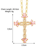 COLORED ZIRCON CROSS PENDANT NECKLACE_CWAJE0910