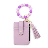 PATTERN PU CARD HOLDER WITH SILICONE BEAD CHAIN_CWAB4966