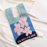 Floral Print Crochet Handbag Small Tote Bag_Cwab0882