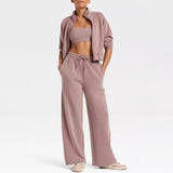 Stylish Casual Solid Color Jacket And Pants Suit