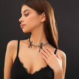 HOT SELLING BLACK BOW BEADED NECKLACE_CWAJE1171