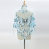 LACE BUTTERFLY EMBROIDERED TRIANGLE SHAWL_CWMM1994