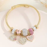 GOLD STAINLESS STEEL DIY HEART CHARM BRACELET_CWMM8503
