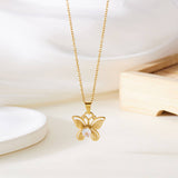 Versatile Zircon Hollow Butterfly Necklace