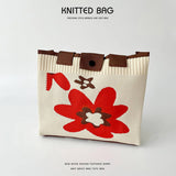 Cute Floral Knitted Large Capacity Tote Bag_Cwab1539