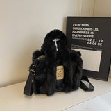 Winter Faux Rabbit Fur Crossbody Handbag Plush Bag_Cwab3998