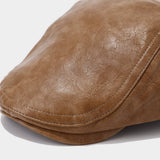 Vintage Leather Newsboy Beret Hat Unisex_Cwah04625
