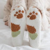 Women Padded Coral Fleece Cat Claw Socks_Cwms0331