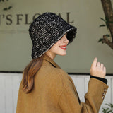 STRIPED BUCKET HAT WARM EAR PROTECTION KNITTED HAT_CWAH1978