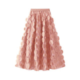 3D POLKA DOT TULLE A LINE FLARED MIDI SKIRT_CWBMS0379