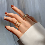 NEW GEOMETRIC OPEN RING 2 PIECE SET_CWAJE1991