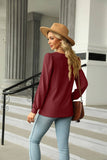 Square Collar Jacquard Long-Sleeved Loose T-Shirt