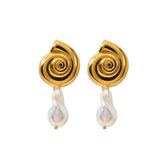 STYLISH 18K STAINLESS STEEL CONCH PEARL EARRINGS_CWMM8904