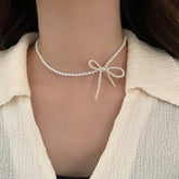 Versatile High-End Pearl Bow Necklace For Women