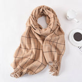 Women Simple Warm Plaid Scarf