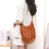 Cwab4542_Soft Leather Tassel Shoulder Bag