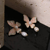 HIGH END ARTISTIC RETRO BUTTERFLY PEARL EARRINGS_CWAJE3778