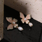 HIGH END ARTISTIC RETRO BUTTERFLY PEARL EARRINGS_CWAJE3778