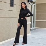 Stretch T-Shirt Wide-Leg Pants Two-Piece Set