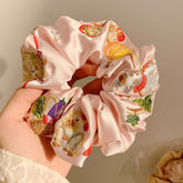 SATIN HEAVY EMBROIDERY LARGE INTESTINE HAIR TIE_CWAHA3674