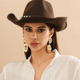 COWBOY STYLE HAT PENDANT EARRINGS_CWAJE1135
