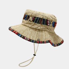 ETHNIC WASHED FISHERMAN HAT FOR OUTDOOR SUN_CWAH3787