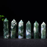 NATURAL MOSS AGATE POINTED CRYSTAL TOWER_CWMM8117