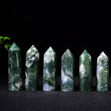 NATURAL MOSS AGATE POINTED CRYSTAL TOWER_CWMM8117