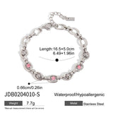 18K GOLD PINK ZIRCON ROUND CHAIN BRACELET STEEL_CWAJE4678