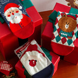 CHRISTMAS GIFTS SANTA CLAUS ELK PATTERN CREW SOCKS_CWMS1365