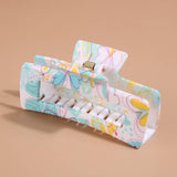 FLORAL PRINT PLASTIC HAIR CLAW SUMMER SHARK CLIP_CWAHA0480