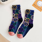 COTTON SMILEY FACE CREW SOCKS_CWMS0280