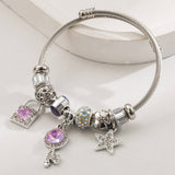 LOCK KEY CHARM ADJUSTABLE STEEL BRACELET_CWMM8496