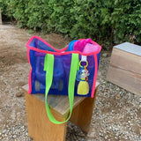 Mesh Contrast Color Beach Travel Storage Bag_Cuab00461