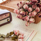 FAUX 5 HEAD WITHERED ROSE WITH BURNT EDGE LOOK_CWMM6589