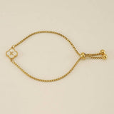 Cwaje1959_Adjustable Four Leaf Clover Letter Shell Bracelet