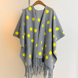 Polka Dot Tassel Shawl Women Vintage Wintercape_Cwocasl00092