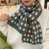 COLORBLOCK CHECKERED KNIT SCARF FOR WOMEN_CWASC1268